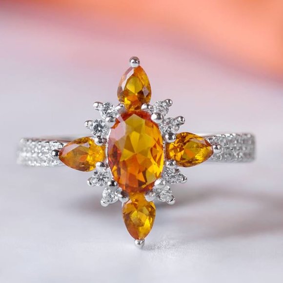 Citrine ring, size 7, 925 Sterling Silver Charmed Aroma - Picture 1 of 3